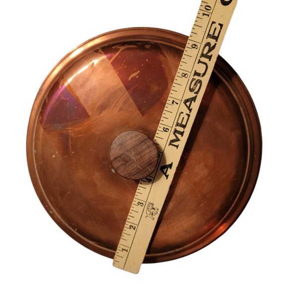 Antique Round Shape Copper Metal‎ Saute Frying Pan With Lid Size 9 x 9.5 - Picture 9 of 9